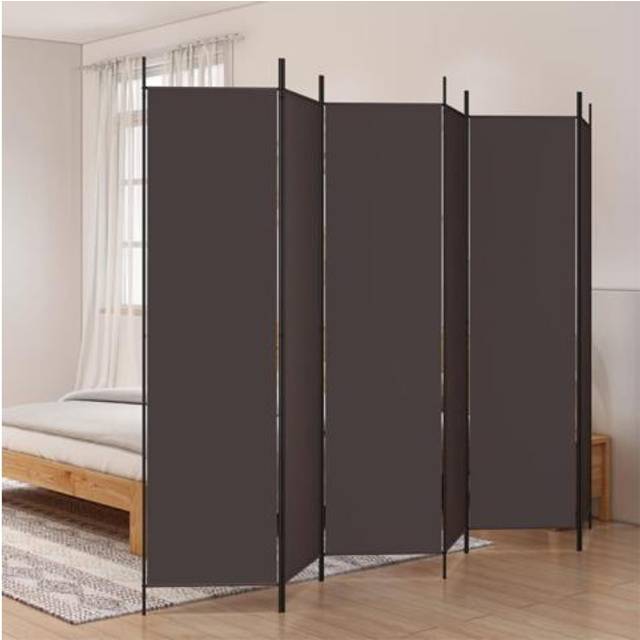 vidaXL 6-Panel Room Divider Brown 300x200 cm Fabric