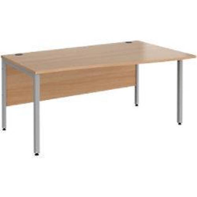 Office Desk | Right Hand Wave Desk 1600mm | Beech Top With Silver Frame | Maestro 25 MB16WRSB