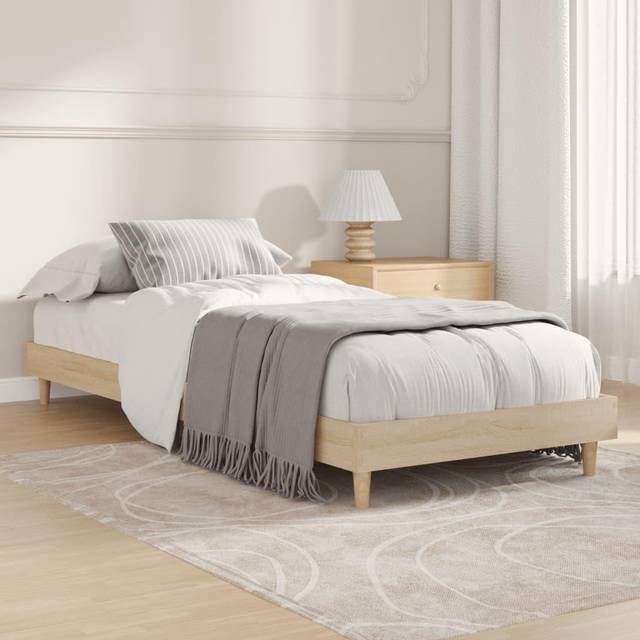 vidaXL Bed Frame without Mattress Sonoma Oak 75x190 cm Small Single Engineered Wood - Brown