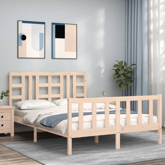 vidaXL Bed Frame without Mattress 140x200 cm Solid Wood Pine - Brown