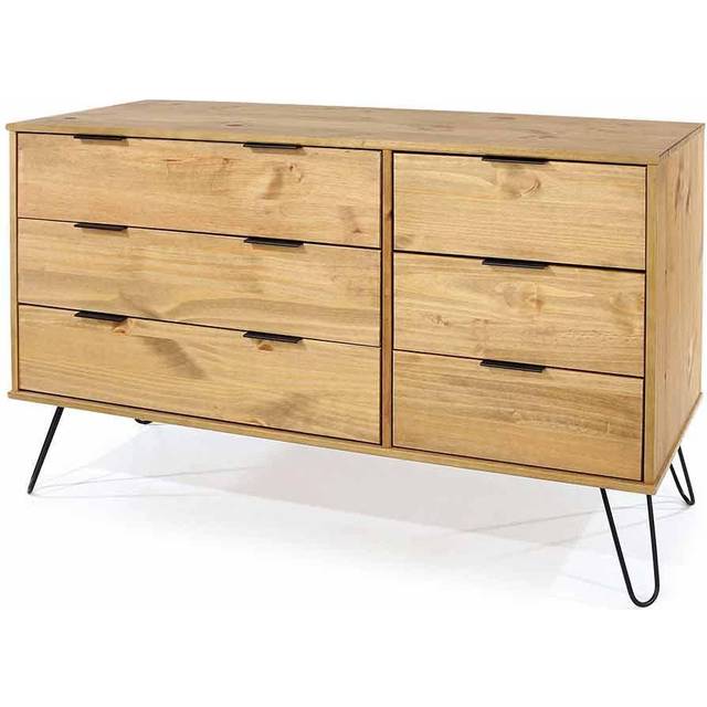 Augusta Pine 3+3 Drawer Wide Chest Of Drawers