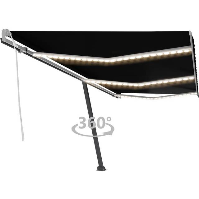 Markis manuellt infällbar med LED 600x300 cm antracit