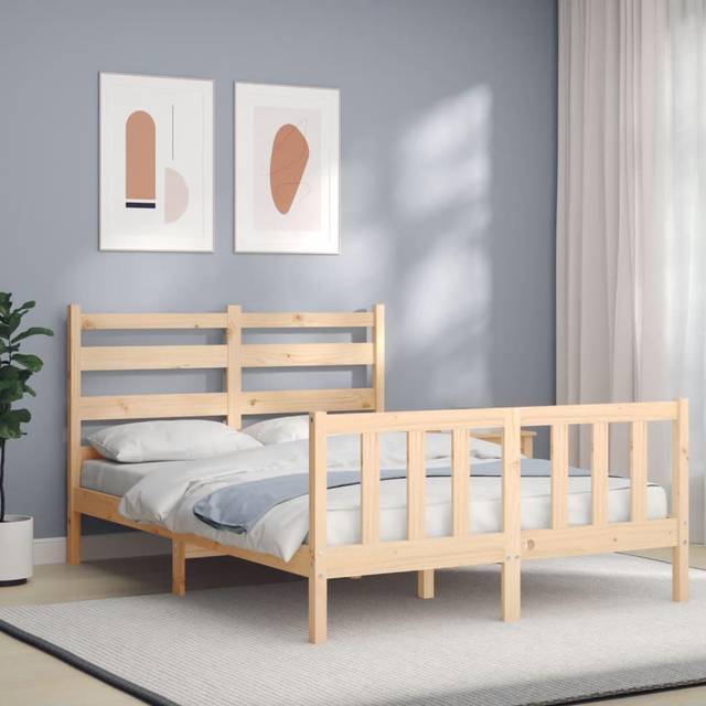 (brown, 120 x 200 cm) vidaXL Bed Frame Bed Base Platform Bed with Headboard Black Double Solid Wood