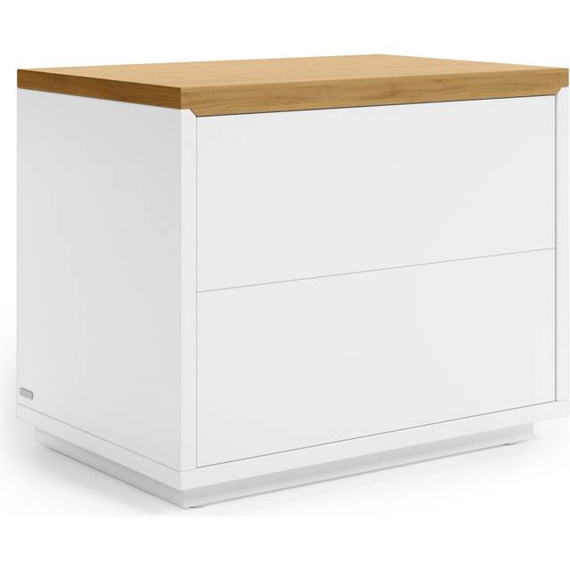 Abilen oak veneer and white lacquer bedside table 53 x 44 cm FSC 100% - White