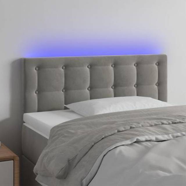 vidaXL LED Headboard Light Grey 100x5x78/88 cm Velvet