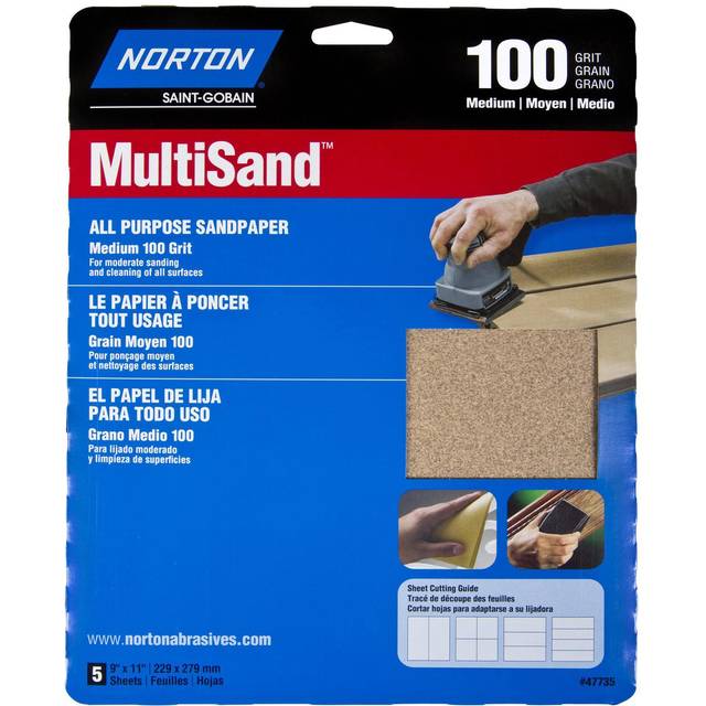 "Norton Co. 7660747735 100 Grit Multisand Sandpaper  9"""""""" x 11"""""""""
