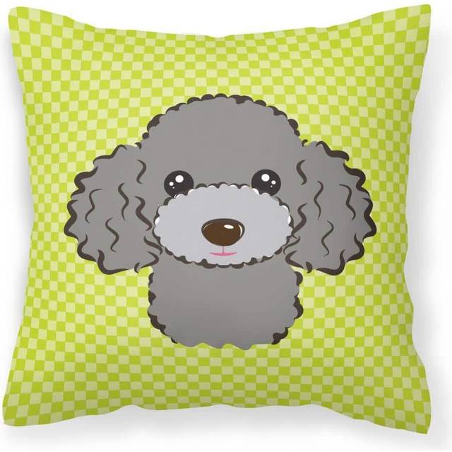 Caroline's Treasures BB1321PW1414 Checkerboard Lime Green Silver Gray Poodle Canvas Pillow  Large  Multicolor