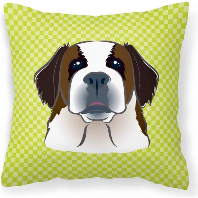 Caroline's Treasures BB1308PW1414 Checkerboard Lime Green Saint Bernard Decorative Pillow  Large  Multicolor