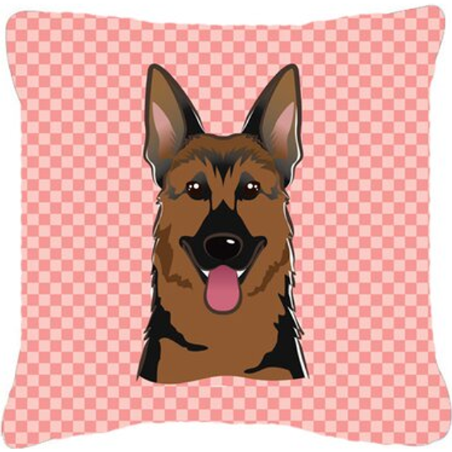 Caroline's Treasures BB1211PW1818 Checkerboard Pink German Shepherd Decorative Pillow  18 x 18  Multicolor