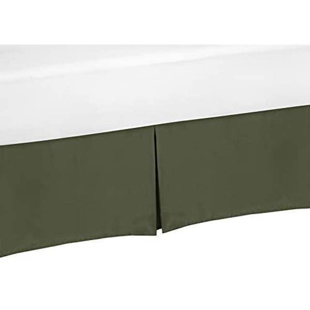 Sweet Jojo Designs Dark Green Queen Bed Skirt Dust Ruffle - Solid Color Hunter Forest Olive for Rustic Woodland Camo Deer Collection