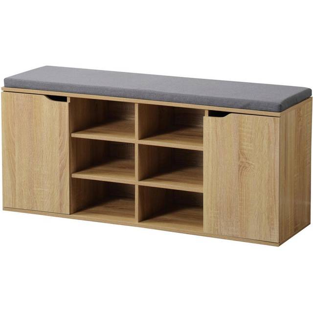Kesper | Skoskåp med sittkudde, material: Fiberskiva, mått: B103,5 x H48 cm x L29,5 cm, färg: natur – Sonoma-ek | 15928 13