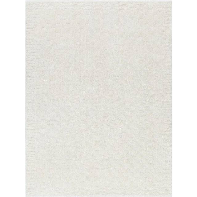 EKTA Scandi Modern High Pile Checkered Area Rug - White - 80cm x 220cm