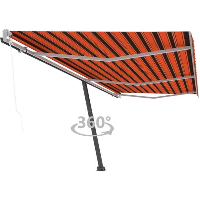 Fristående automatisk markis 600x300 cm orange/brun