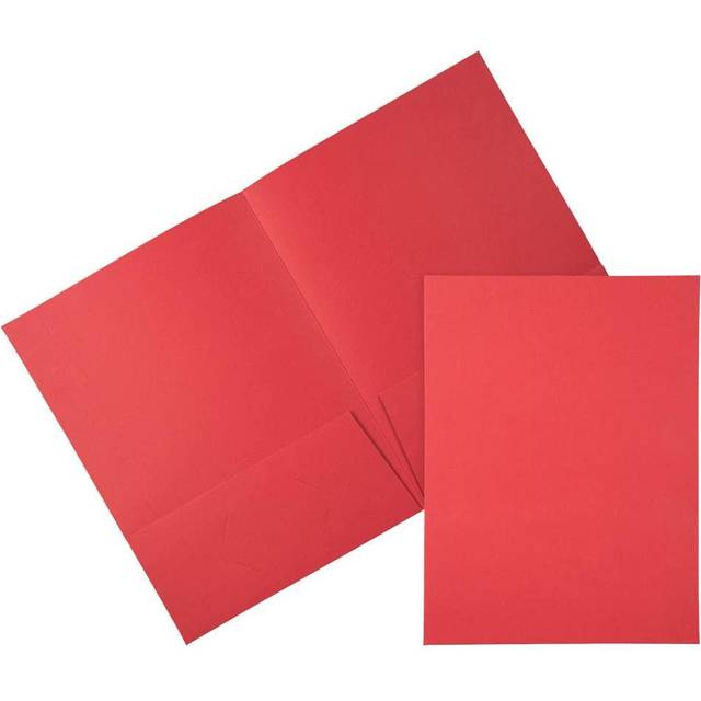 JAM PAPER Two Pocket Textured Linen Presentation Folders - Letter Size Business Folder - Red - 6/Pack