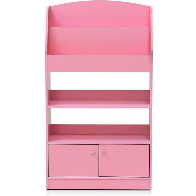 Furinno FR16119PK Kidkanac Magazine & Bookshelf with Toy Storage Cabinet, Pink