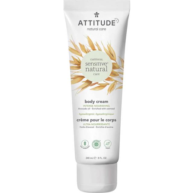 ATTITUDE Body Cream for Sensitive Skin with Oat EWG Verified Dermatologically Tested Vegan Avocado Oil 8 Fl Oz