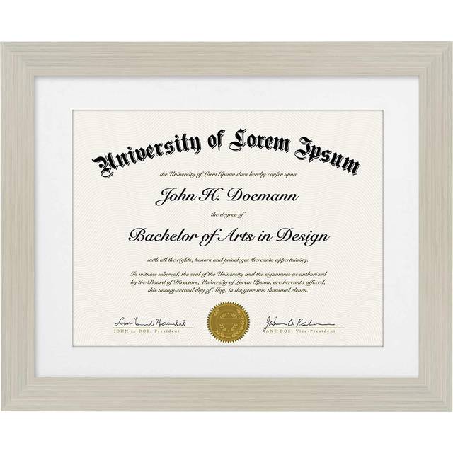 Americanflat 11x14 Diploma Frame with Shatter-Resistant Glass - Use as 8.5x11 Frame with Mat or 11x14 Frame without Mat - Legacy Collection - Thin Pic
