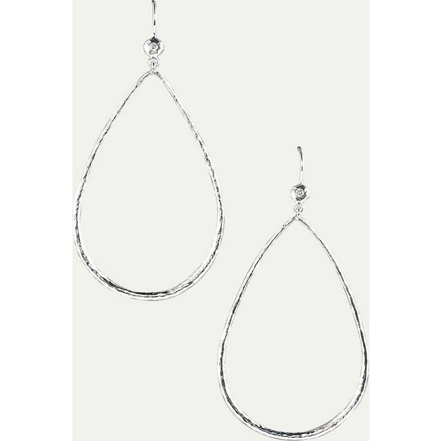 Ippolita Sterling Silver Large Open Teardrop Earrings with Diamonds