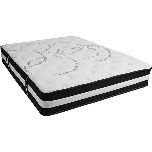 Flash Furniture Hybrid Spring Coil Foam Mattress For Double Bed, Medium Tension Pocket Spring Mattress with 12 Inch Foam, Double Mattress, 135x190x30,