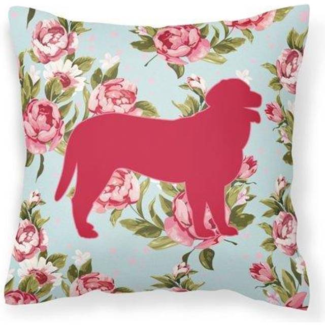 Caroline's Treasures BB1074-RS-BU-PW1414 Curly Retriever Shabby Blue Roses Canvas Pillow  Large  Multicolor