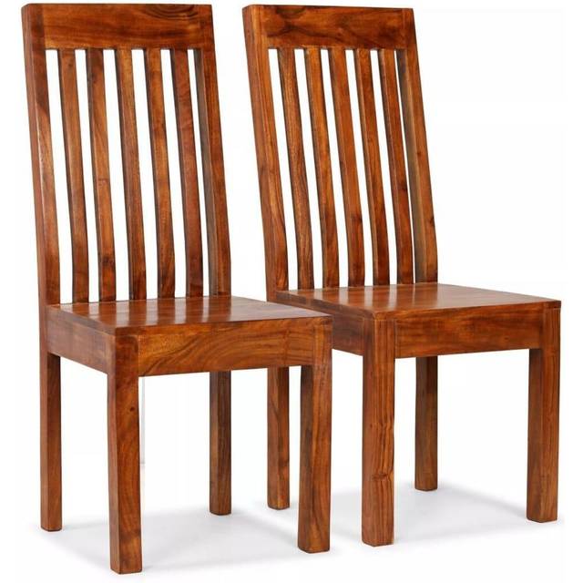vidaXL Dining Chairs 2 pcs Solid Wood with Honey Finish Modern - Brown