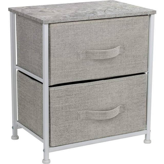 Sorbus Nightstand with 2 Drawers - Bedside Furniture End Table Night Stand with Steel Frame  Wood Top & Easy Pull Fabric Bins - Small Dresser & Chest