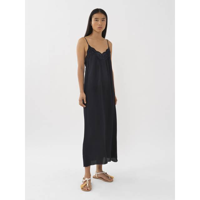 See by Chloé Navy Embroidered Midi Dress - 4C3 Ink Navy - FR 42