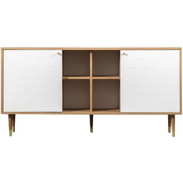 160 Cm Wide Oak Solid Wood Sideboard - White (79cm H X 160cm W X 40cm D)