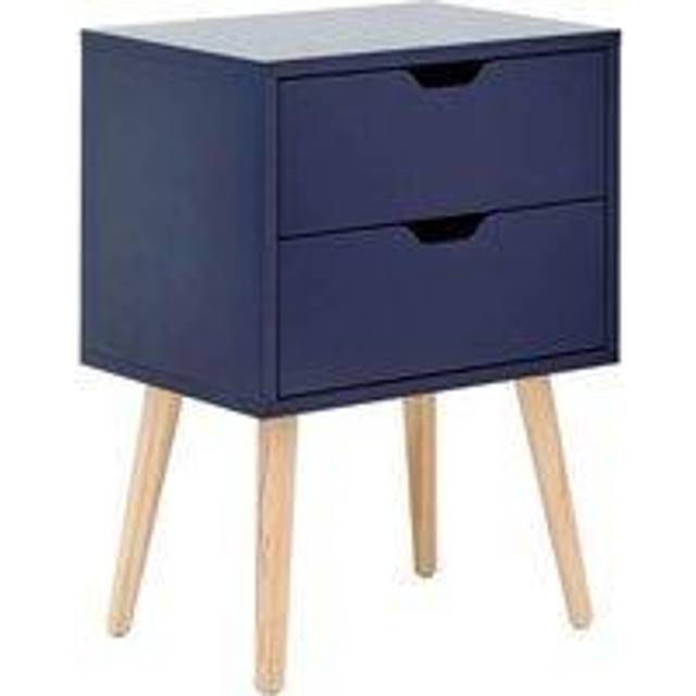 Nyborg Single 2 Drawer Bedside - Dark Blue - One Size