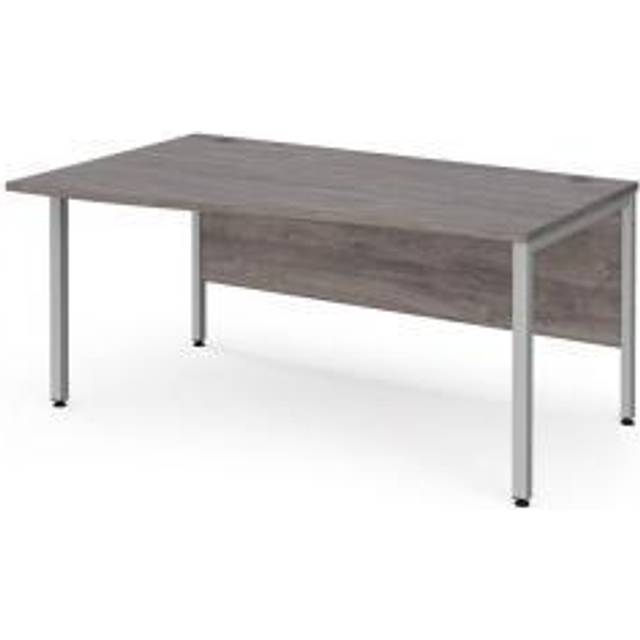 Maestro 25 left hand wave desk 1600mm wide - silver bench leg frame, grey oak top
