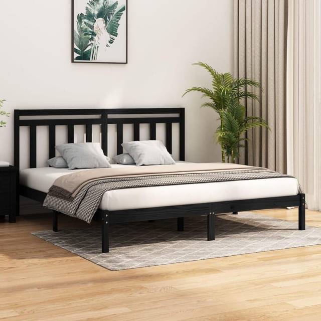 (black, 200 x 200 cm) vidaXL Solid Wood Bed Frame Bedroom Bedstead Bed Base Multi Colours/Sizes
