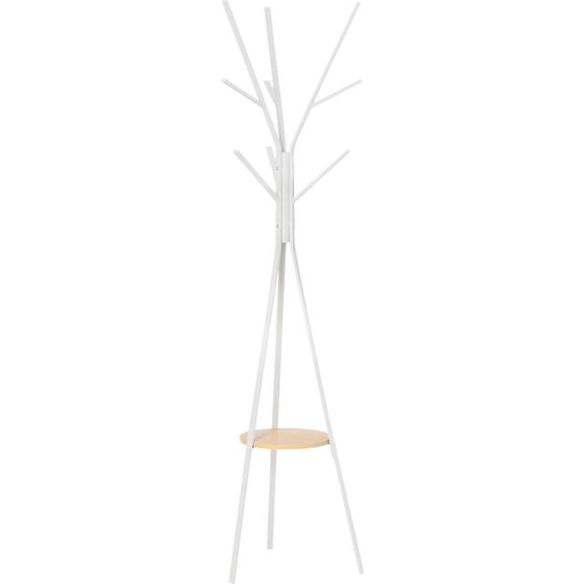 Homcom 180cm Free Standing Metal Coat Rack Stand 9 Hooks Clothes Tree With 1 Shelf Hat Display Hall Tree Hanger Bag For Hallway Living Room White