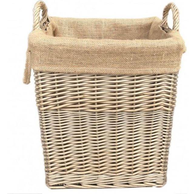 Small Rectangular Hessian Lined Log Basket