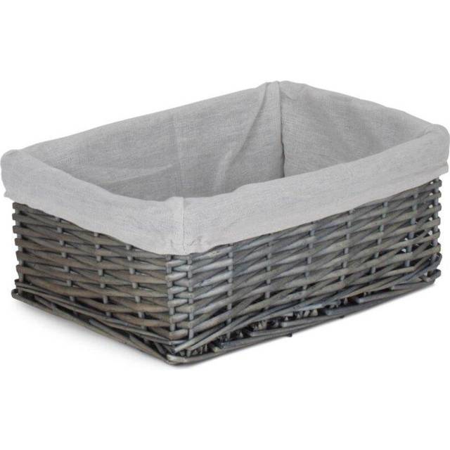 Antique Wash Wicker Storage Basket with Lining - Medium