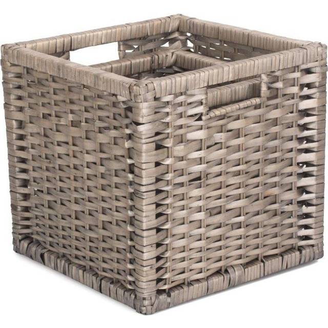 Wooden Framed Split Willow Storage Basket - Set of 2