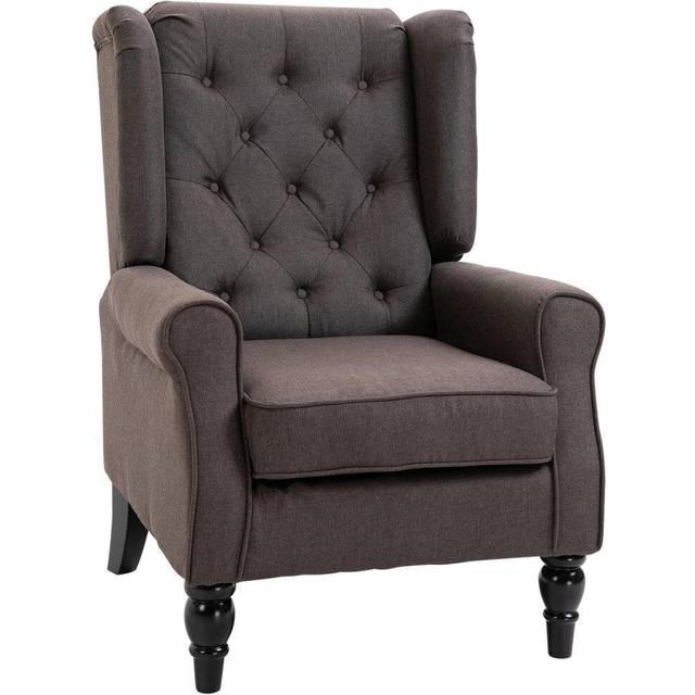 HOMCOM Wingback Armchair Button Tufted - Grey