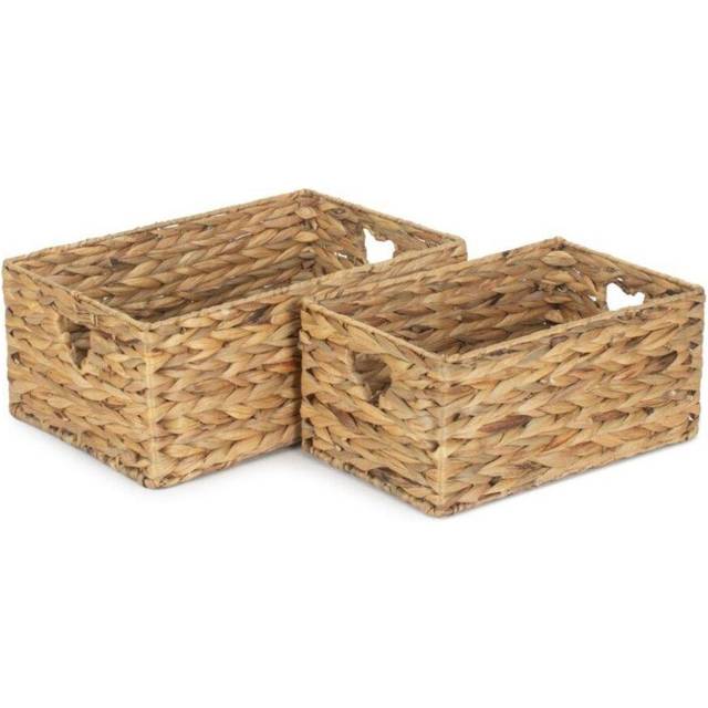 Shallow Water Hyacinth Storage Basket - Set of 2