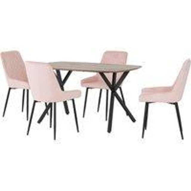 Athens Oak Rectangular Dining Set with 4 Avery Chairs - Pink Chairs