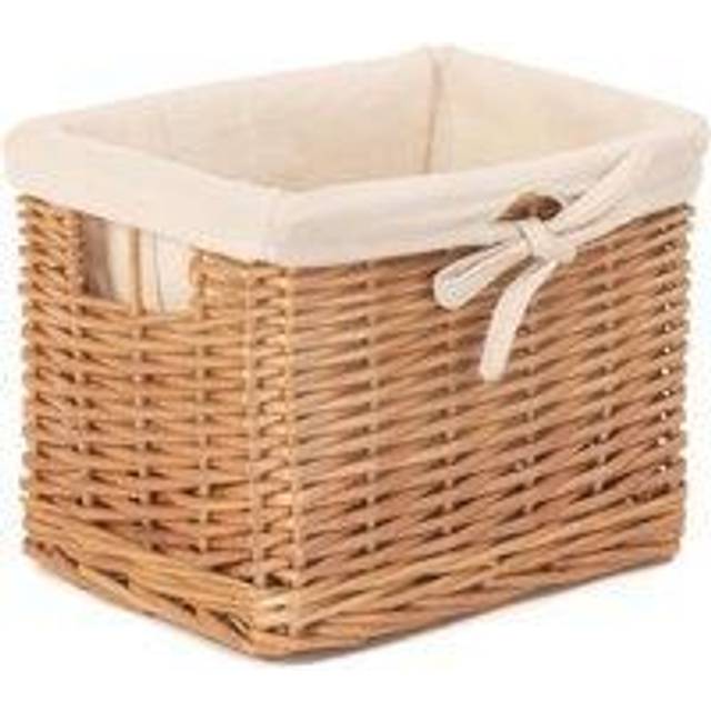 Wicker Small Deep Storage Basket with Cotton Lining - Brown - One Size