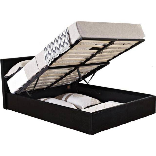 Small Double Ottoman Bed Black Birlea Berlin Leather Storage 4FT 120CM Frame