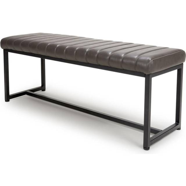 Shankar Archer Leather Effect Grey Dining Bench, Grey