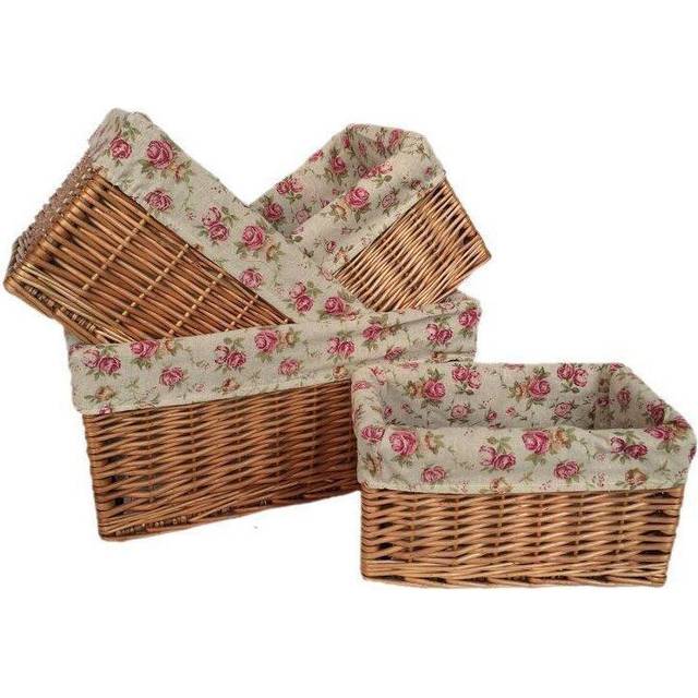 Double Steamed Garden Rose Willow Storage Baskets - Set of 4