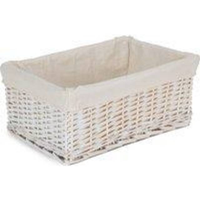 White Wash Wicker Storage Basket with Lining - Large