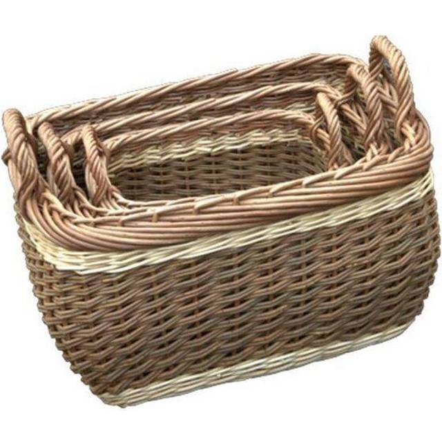 Set of 3 Three Tone Storage Wicker Log Baskets