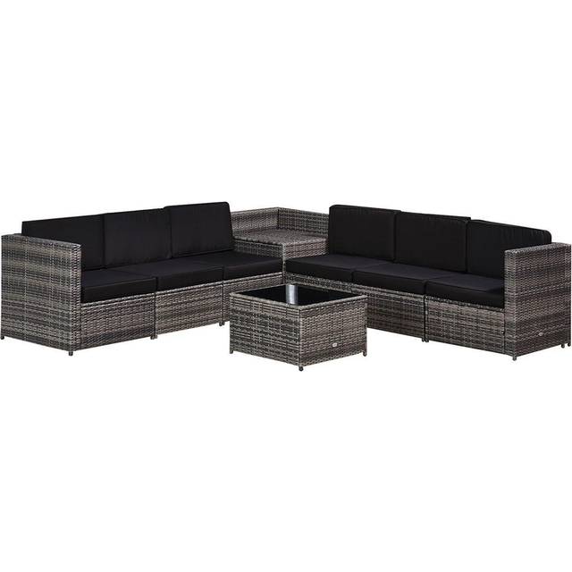 Outsunny Patio Rattan Sofa Set 6 Seater - Grey | TJ Hughes