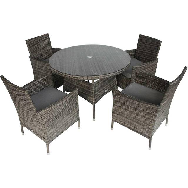 Charles Bentley 4 Seater Dining Set Rattan, Grey