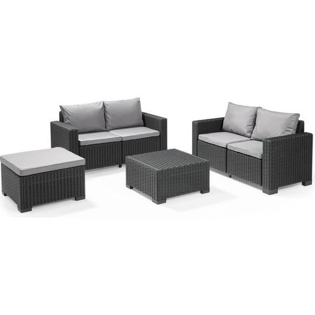 Keter California 4 Seater Double Sofa Graphite Lounge Set - Grey