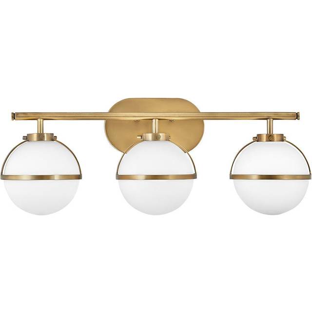 Hinkley Hollis 3 Light Bathroom Wall Light with Opal Glass - Aged Brass