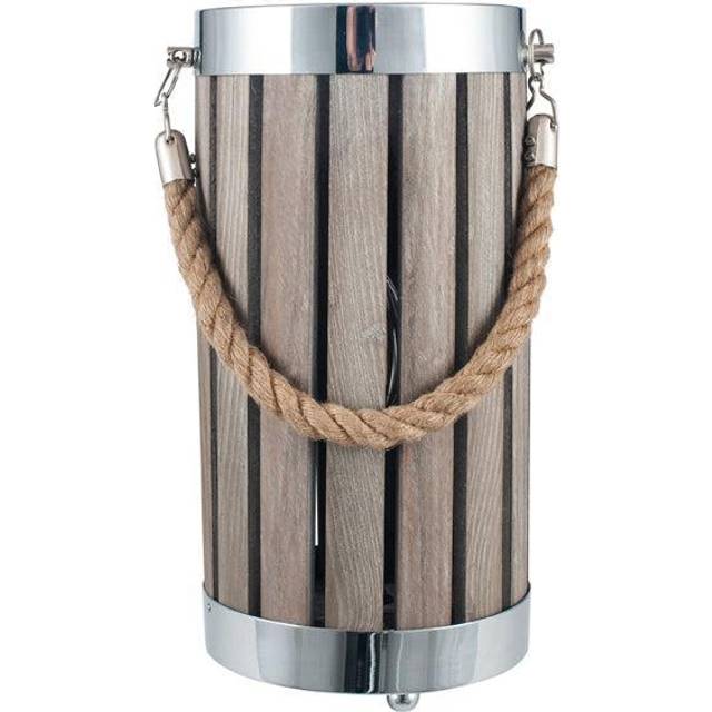 Grey Wash Wood Small Lantern Table Lamp, Grey
