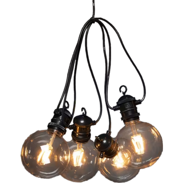 LED 10 - Bulb Festoon Lights String Light Start Set with Mains Plug (End to End Connectable) - Black
